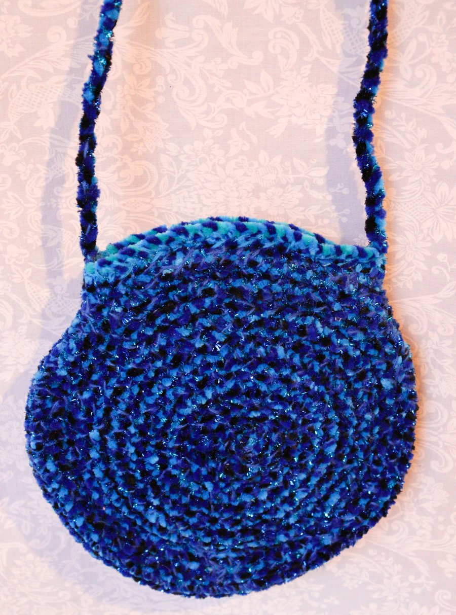 Image of Blue Handwoven Handbag 