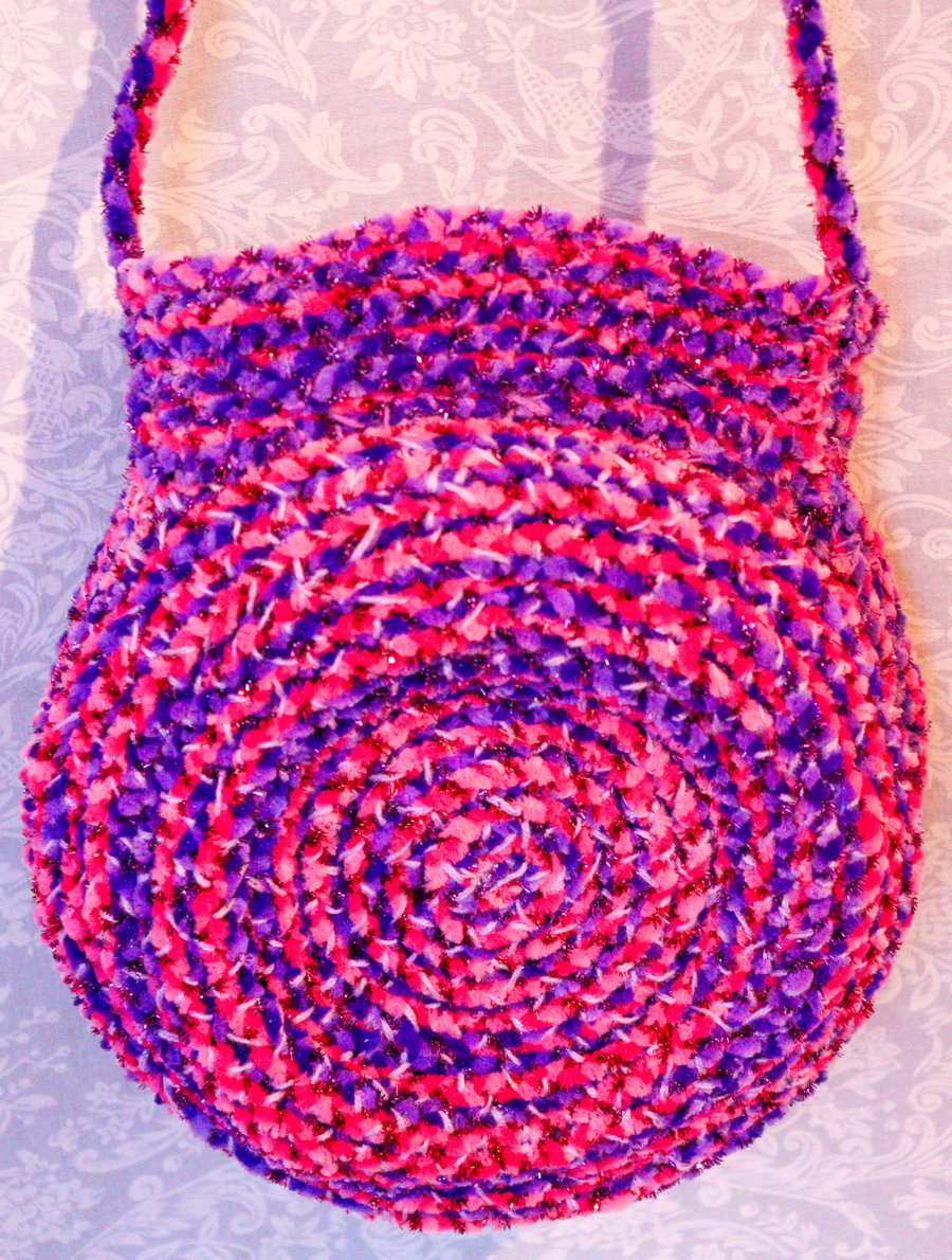 Image of Hot Pink and Purple Handwoven Handbag 