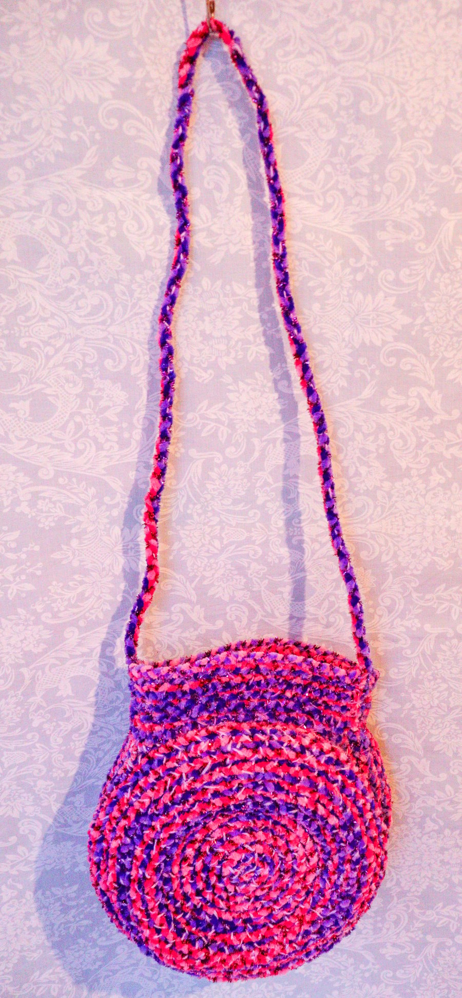 Image of Hot Pink and Purple Handwoven Handbag 