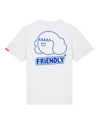 Image 1 of Friendly* T-shirt / White + Blue 