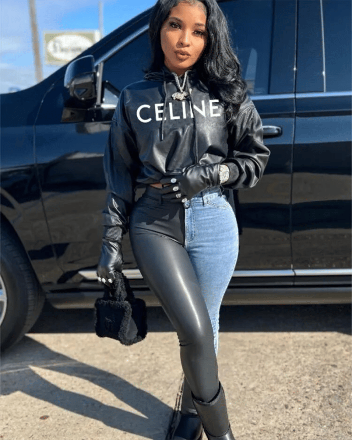 Image of C leather hoodie
