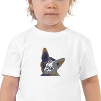 Image 5 of Autism Awareness T-Shirt for Kids - Embroidered White Shirt - Cat Design