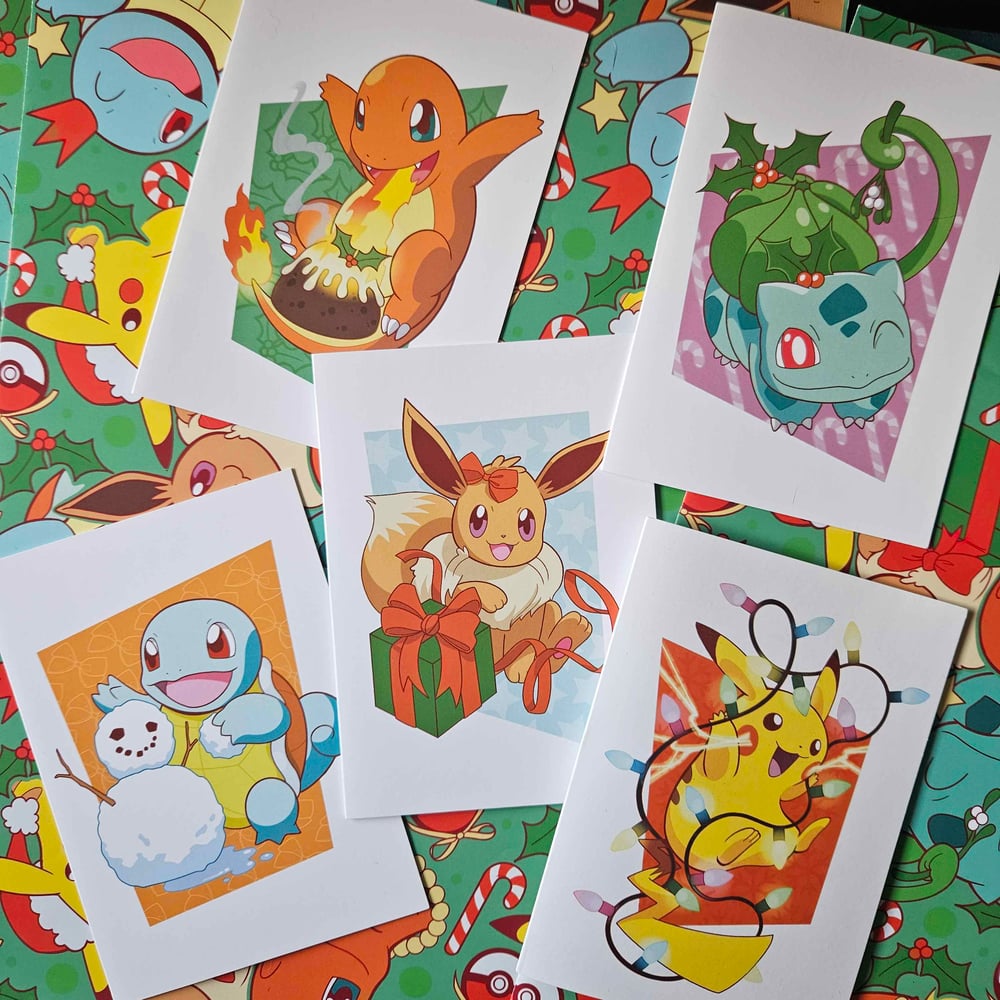 Image of Pokemon Starters Christmas Cards (A6)