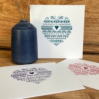 Image 1 of Letterpress tapestry heart card 