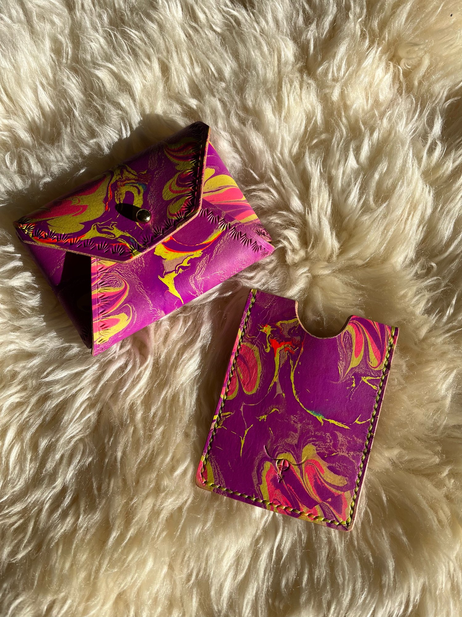 Image of Neon Purple/Yellow Marbled Cardholder 