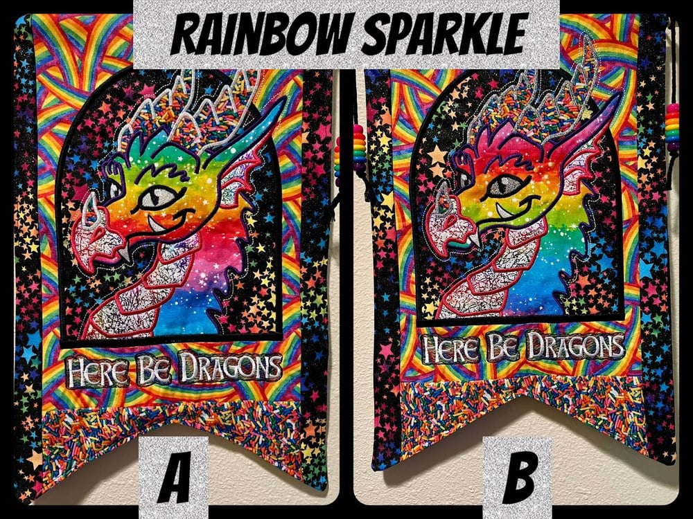 Image of Here Be Dragons Banner: Rainbow Sparkle