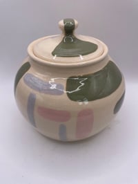 Image 1 of White stoneware lidded jar 