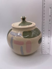 Image 2 of White stoneware lidded jar 