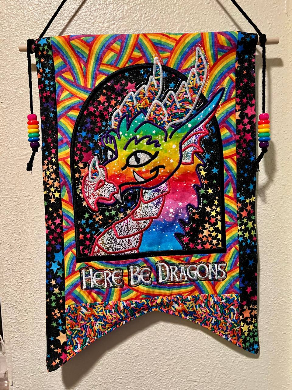 Image of Here Be Dragons Banner: Rainbow Sparkle