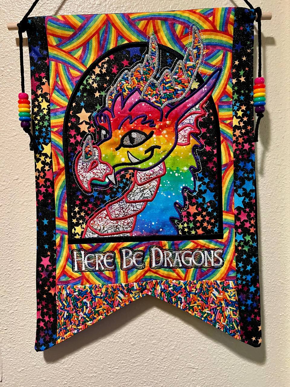 Image of Here Be Dragons Banner: Rainbow Sparkle