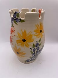 Image 1 of Wheel thrown decorated cut flower vase 