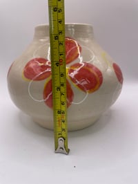 Image 2 of Wheel thrown stoneware vase with red and yellow decoration 