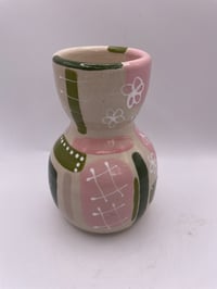 Image 2 of Pink and green wheel thrown vase 