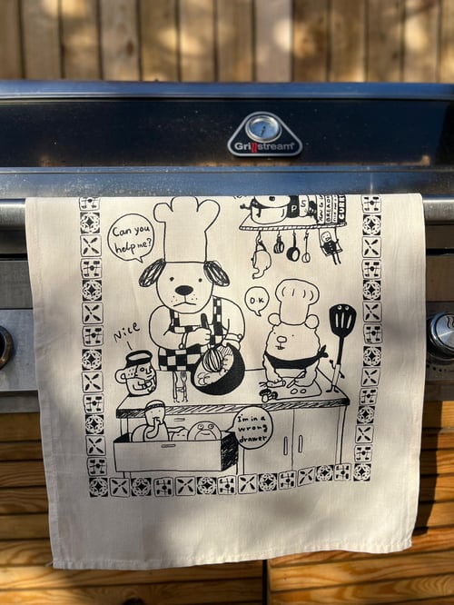 Image of Can you help me ? tea towel