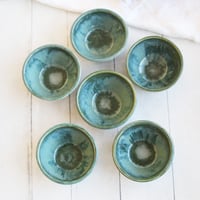 Image 2 of Set of Three Small Ceramic Bowls, Handcrafted Stoneware Prep Bowls, Green Pottery Made in USA