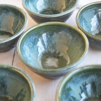 Image 3 of Set of Three Small Ceramic Bowls, Handcrafted Stoneware Prep Bowls, Green Pottery Made in USA