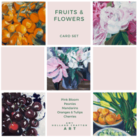 Fruits and Flowers card set (5 cards)