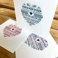 Image 11 of Letterpress tapestry heart card 