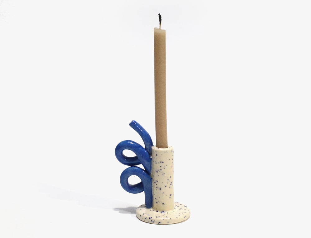 Image of BLUE WAVELET CANDLE HOLDER