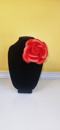 Image 1 of Single Silk Flower Brooch (Red or White)