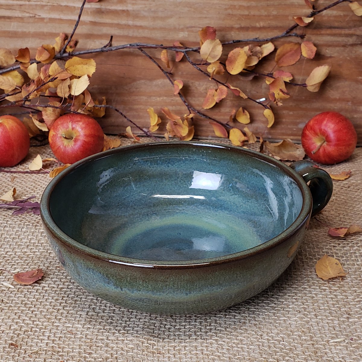 Image of Thumb-handled Bowl: Lichen (Green) #2 112024