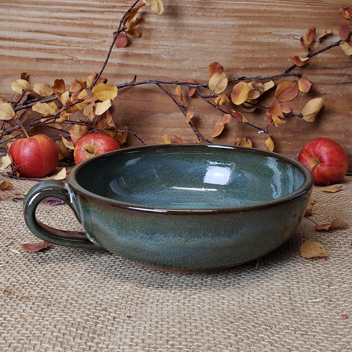 Image of Thumb-handled Bowl: Lichen (Green) #2 112024