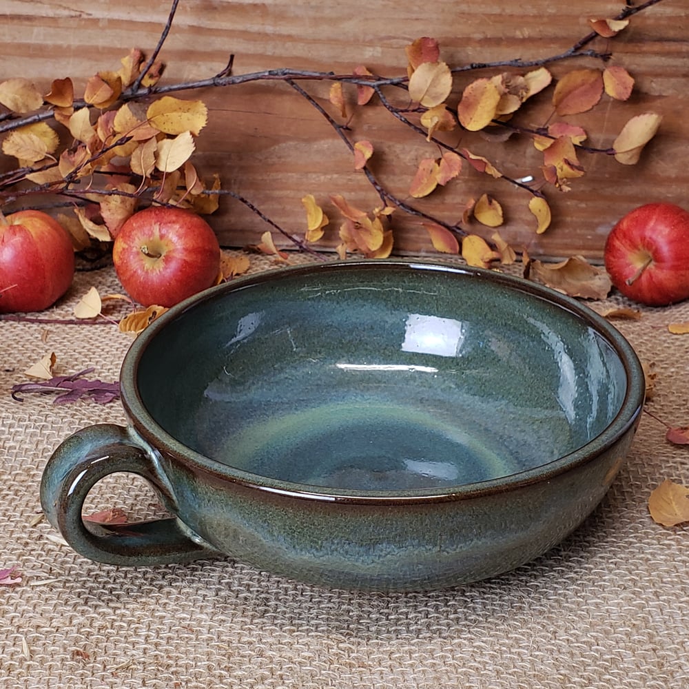 Image of Thumb-handled Bowl: Lichen (Green) #2 112024