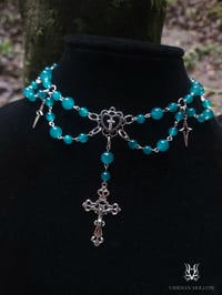 Image 1 of Teal Glass Beaded Necklace