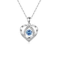 Exquisite Women’s Charm Necklace – 925 Sterling Silver Pave Blue CZ Zircon Love Heart Pendant