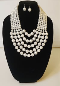 Image 1 of Long 5 Layer Ascending Size Pearl Necklace Set