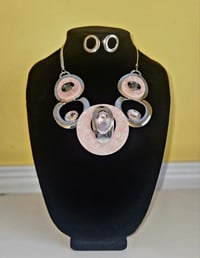 Image 2 of Pink/Silver Abstract Necklace Set