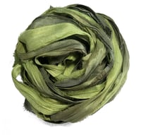 Image 1 of 10YD. AVOCADO HAND DYED SARI SILK RIBBON BY COLOR KISSED SILK