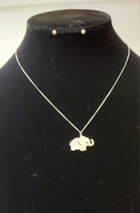 Image 1 of Silver Brass Elephant/stud set