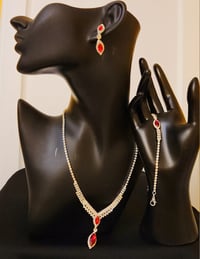 Image 1 of Red and Bling Teardrop Set w/ Bracelet (3 pieces)