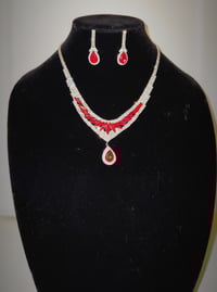 Image 1 of Red/Bling Ascher Collar Necklace Set