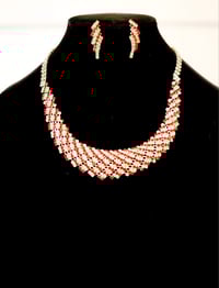 Image 1 of Red/Bling Collar Necklace Set