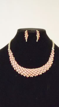 Image 2 of Red/Bling Collar Necklace Set