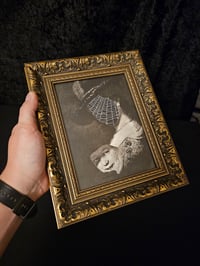 Image 1 of Faceless girl with real preserved spider web - chunky Gold frame