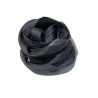 Image 2 of 10YD. CHARCOAL HAND DYED SARI SILK RIBBON BY COLOR KISSED SILK