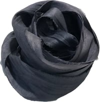 Image 1 of 10YD. CHARCOAL HAND DYED SARI SILK RIBBON BY COLOR KISSED SILK