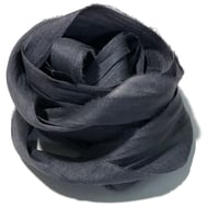 Image 3 of 10YD. CHARCOAL HAND DYED SARI SILK RIBBON BY COLOR KISSED SILK