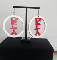 Image 1 of Red and White Delta Bamboo Earrings 