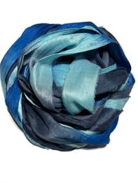 Image 2 of 10YD.  DARK WATERS  HAND DYED SARI SILK RIBBON BY COLOR KISSED SILK