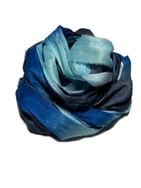 Image 3 of 10YD.  DARK WATERS  HAND DYED SARI SILK RIBBON BY COLOR KISSED SILK