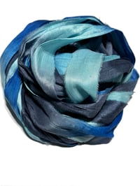 Image 4 of 10YD.  DARK WATERS  HAND DYED SARI SILK RIBBON BY COLOR KISSED SILK