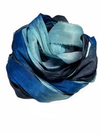 Image 6 of 10YD.  DARK WATERS  HAND DYED SARI SILK RIBBON BY COLOR KISSED SILK