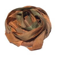 Image 3 of 10YD.  CACTUS FLOWER HAND DYED SARI SILK RIBBON BY COLOR KISSED SILK