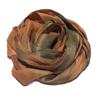 Image 2 of 10YD.  CACTUS FLOWER HAND DYED SARI SILK RIBBON BY COLOR KISSED SILK