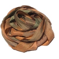 Image 5 of 10YD.  CACTUS FLOWER HAND DYED SARI SILK RIBBON BY COLOR KISSED SILK