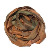 Image 1 of 10YD.  CACTUS FLOWER HAND DYED SARI SILK RIBBON BY COLOR KISSED SILK
